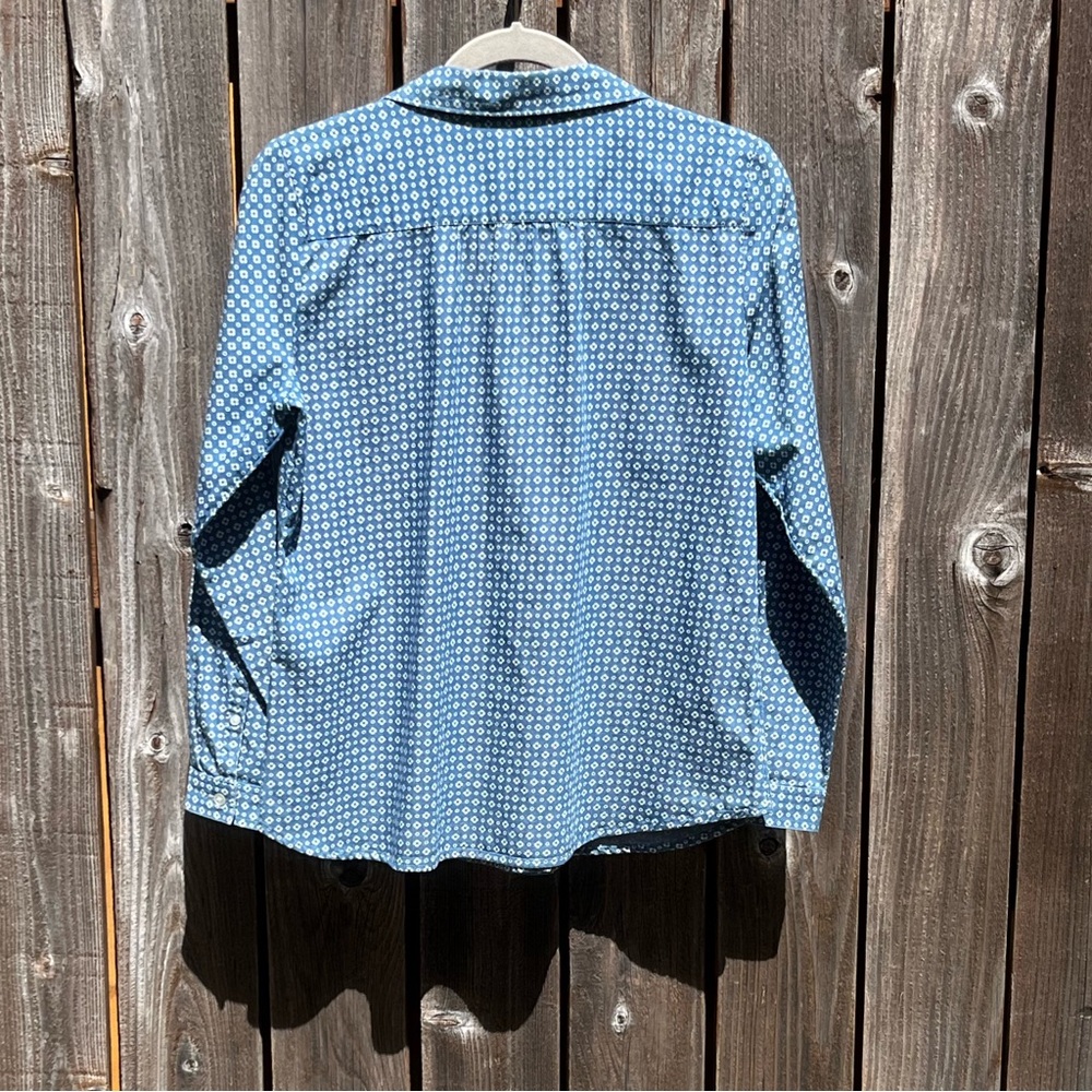 Loft blue button down top size Medium Petite - image 10